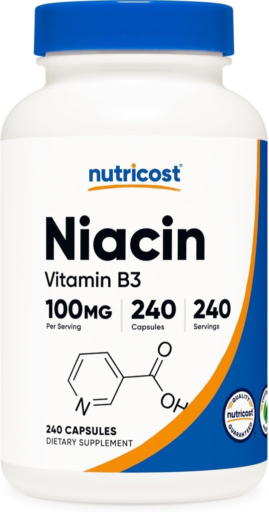 Nutricost Niacin (Vitamin B3) 100mg, 240 Capsules - with Flushing, Non-GMO, Gluten Free