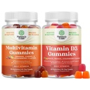 Ensemble de gommes multivitamines pour adultes - Gummy multivitamine halal avec biotine B12 pour hommes et femmes et Gummies vitamine D3 pour le bien-être quotidien avec 2000UI par portion Muscle osseux et soutien immunitaire