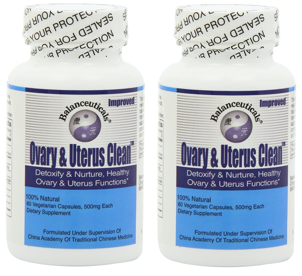 Ovary & Uterus Clean, 500 mg de gélules de complément alimentaire, bouteille de 60 comprimés (paquet de 2)