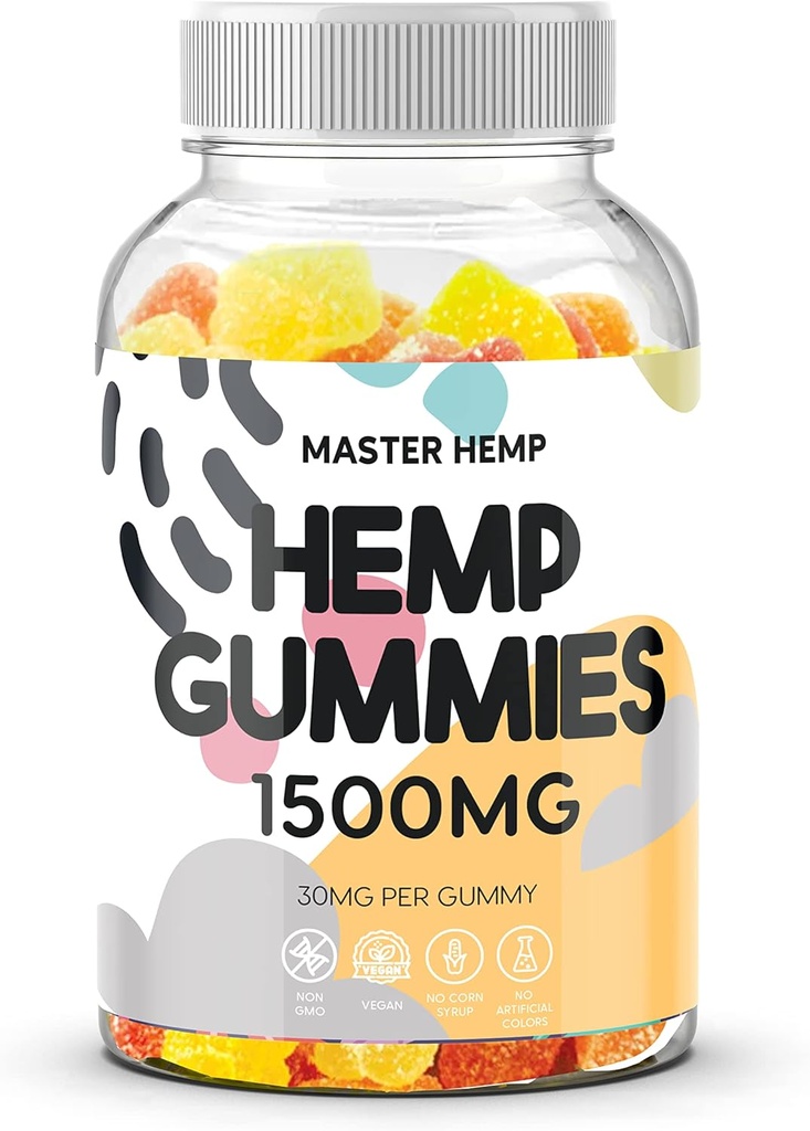 Gommies de chanvre Extrait d'huile de chanvre biologique Gommy Supplément de force supplémentaire avancé pour les adultes - Feuille de la nature Fruite Saveur faible sucre Fabriqué aux États-Unis