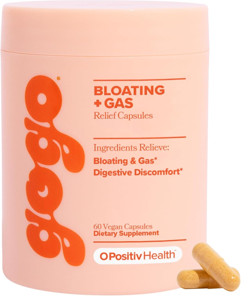 O Positiv GOGO Bloating & Gas Digestive Relief - Digestive Enzymes for Bloating Relief & Water Retention - Gas Relief Supplements with Bromelain, Ginger Root, & Milk Thistle - 30 Servings (Pack of 1)