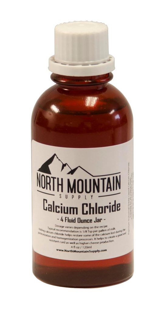 North Mountain Approvisionnement Chlorure de calcium liquide - Ajouter au lait pasteurisé pour une production de fromage supérieure - 4 onces fluides - Fabriqué en Italie!
