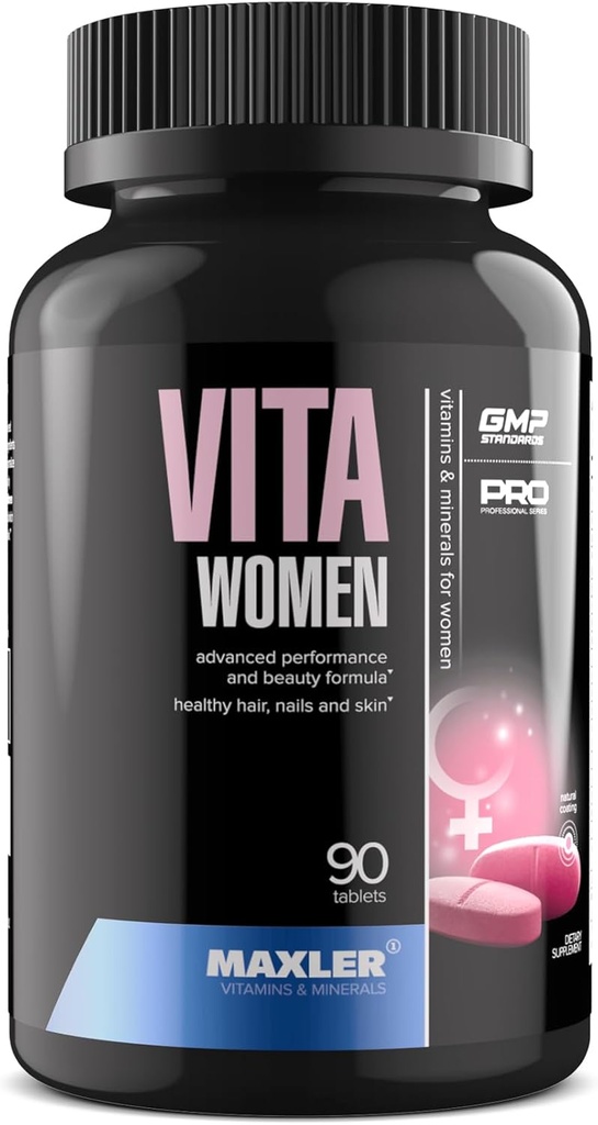 Maxler VitaWomen Premium Multivitamine pour les femmes - Suppléments pour les femmes - Peau et ongles Vitamines A B C D E K, Oméga-3, Biotine, Antioxydants, Enzymes - 90 comprimés
