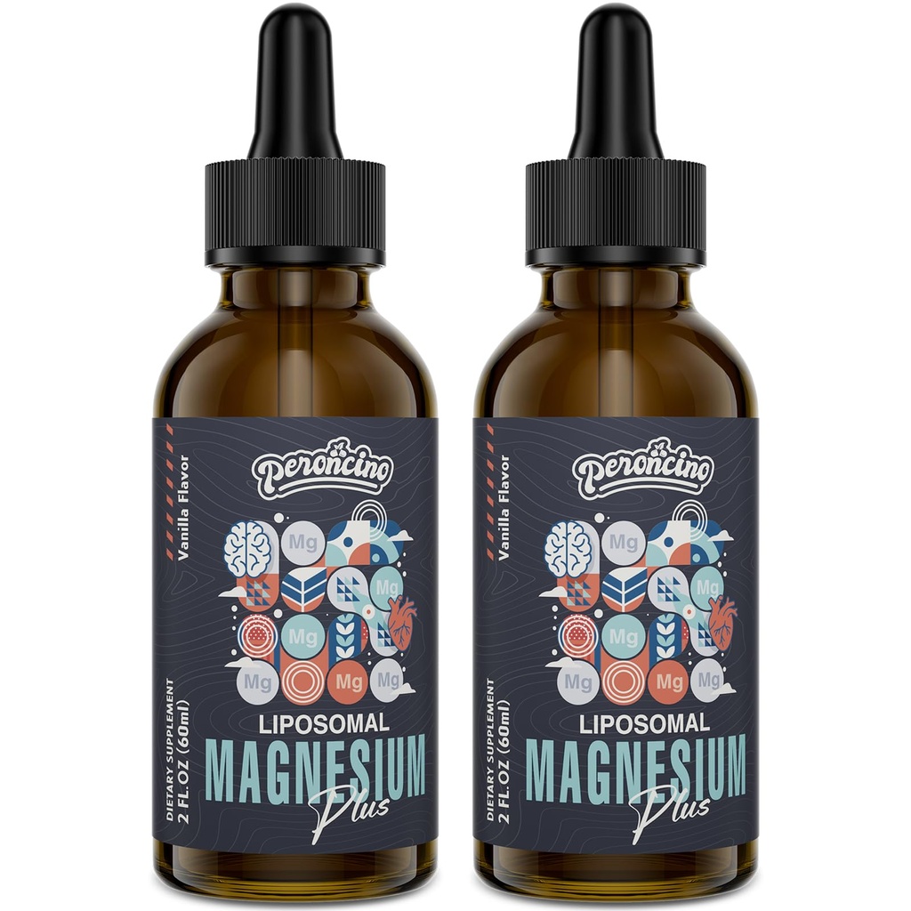Citrate de magnésium liposomale gouttes pour la santé des Gut et des os, l'humeur et la gestion du stress, formule puissante avec vitamine B6 et gluconate de zinc 60ml (2,04 Fl Oz (paquet de 2))