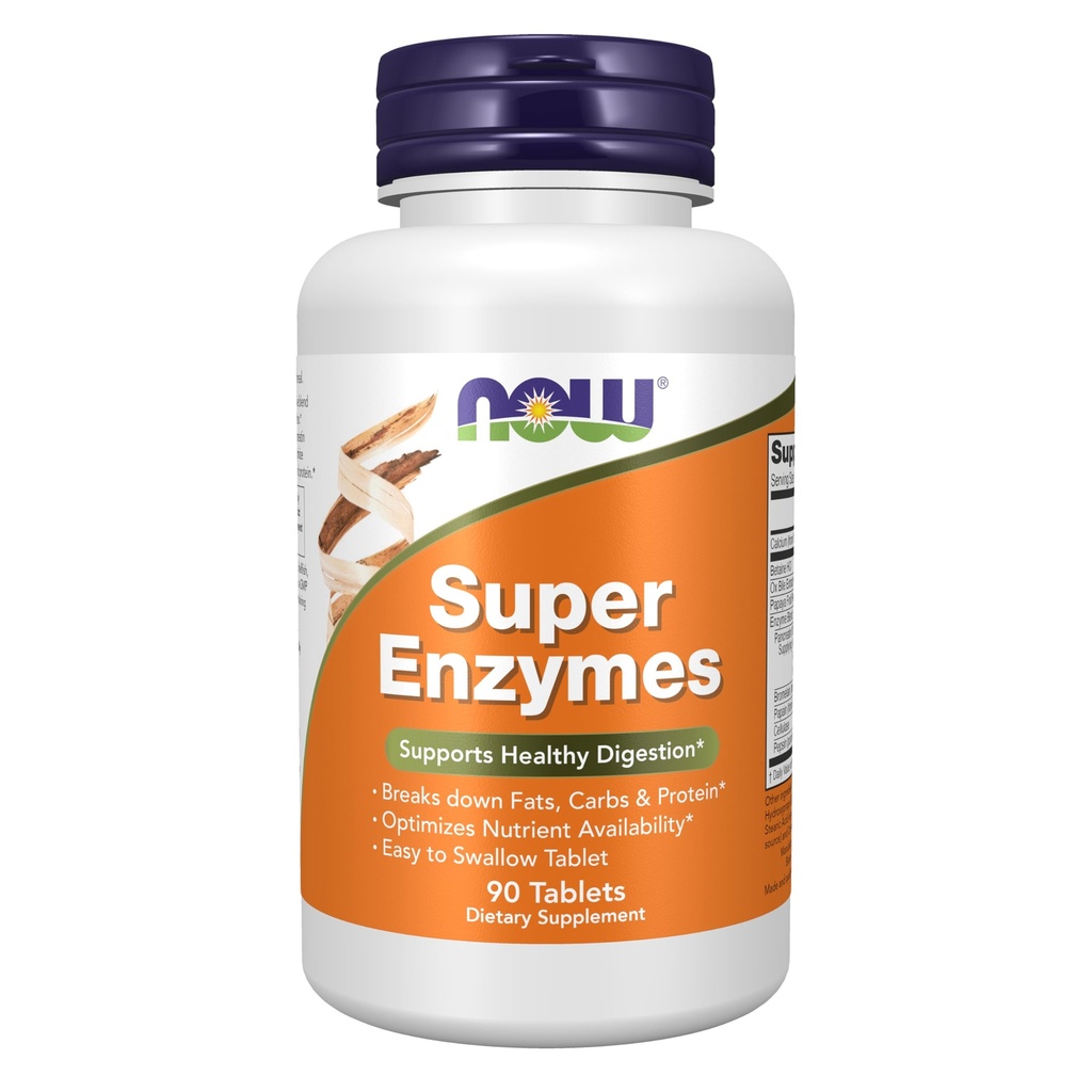 NOW Foods Supplements, Super Enzymes, Formulated with Bromelain, Ox Bile, Pancreatin and Papain, Super Enzymes, 90 Tablets