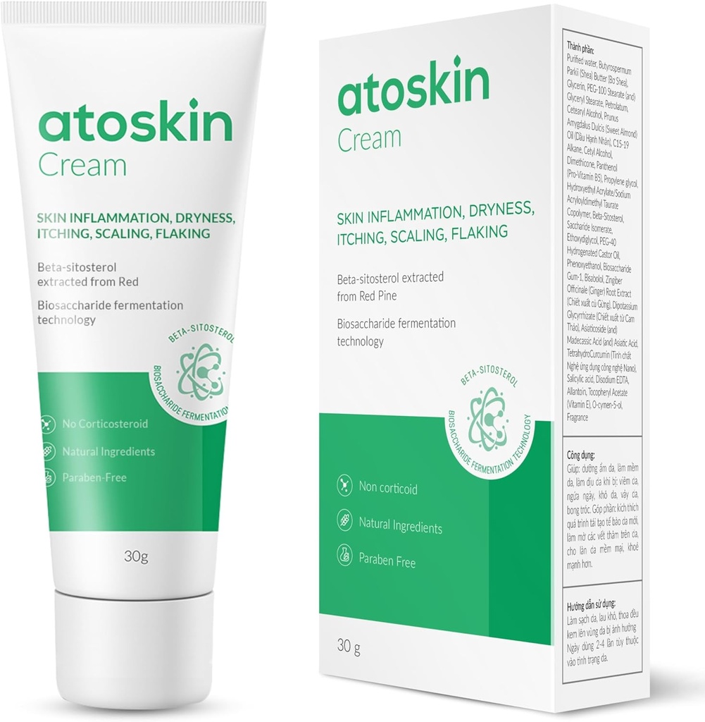 Atoskin Eczema Cream, Psoriasis & Folliculitis Soothing Lotion, For Drying, Itching and Dermatitis Irritation, Gentle Moisturizer For Adults & Kids with Shea Butter & Sweet Almond Oil (1.01 Oz)