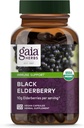 Gaia Herbs Black Elderberry - Supplément quotidien de soutien immunitaire pour aider à soutenir le mieux-être - avec les mûres noires et les fruits de l'acérola pour le soutien antioxydant* - 120 capsules véganes (approvisionnement de 60 jours)