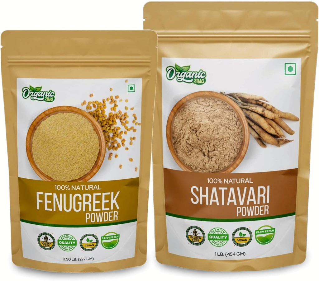 ZING ORGANIQUE Shatavari- 454g et Fenugreek Poudre- 227g