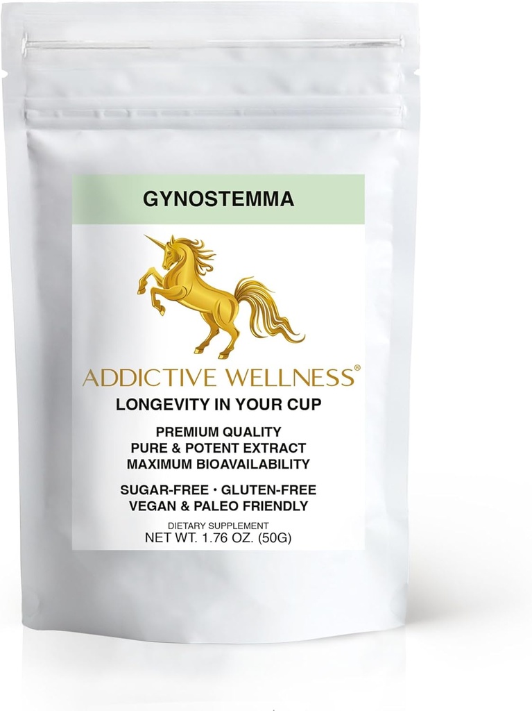 Addictive Wellness Gynostemma Feuille Extract Powder - Pure & Potent Jiaogulan Adaptogen for Energy, 1 Packet