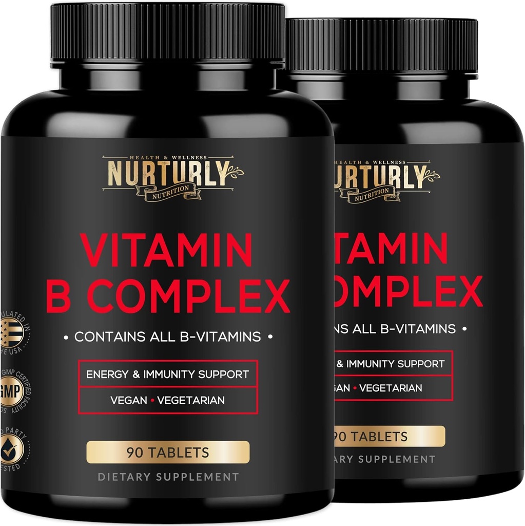 Complexe Vitamine B - Contient toutes les vitamines essentielles B - B1, B2, B3, B5, B6, B7, B9, B12 et Biotine - Vitamines complexes Super B pour l'énergie, le soutien immunitaire - 180 comprimés