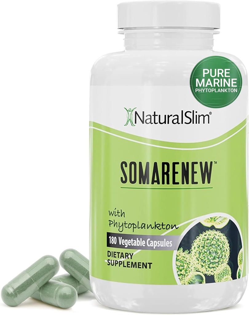 Somarenew Métabolism Booster, Gut Cleanse, Energy Support & Full Body Cleanse Supplément avec Phytoplancton Marine (Omega 3) et Superfood Acide Fulvic Noir - 180 capsules végétales