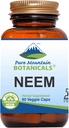 Pure Mountain Botanicals Capsules Neem - 90 capsules de végétalien casher avec 500mg de supplément de feuille de neem biologique