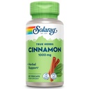 SOLARAY True Herbs Cinnamon Bark 1000mg - Suppléments de cannelle au sol - Soutien aux plantes pour le bien-être général - Projet non-OGM vérifié - Capsules végétaliennes, garantie de 60 jours - 30 portions, 60 VegCaps