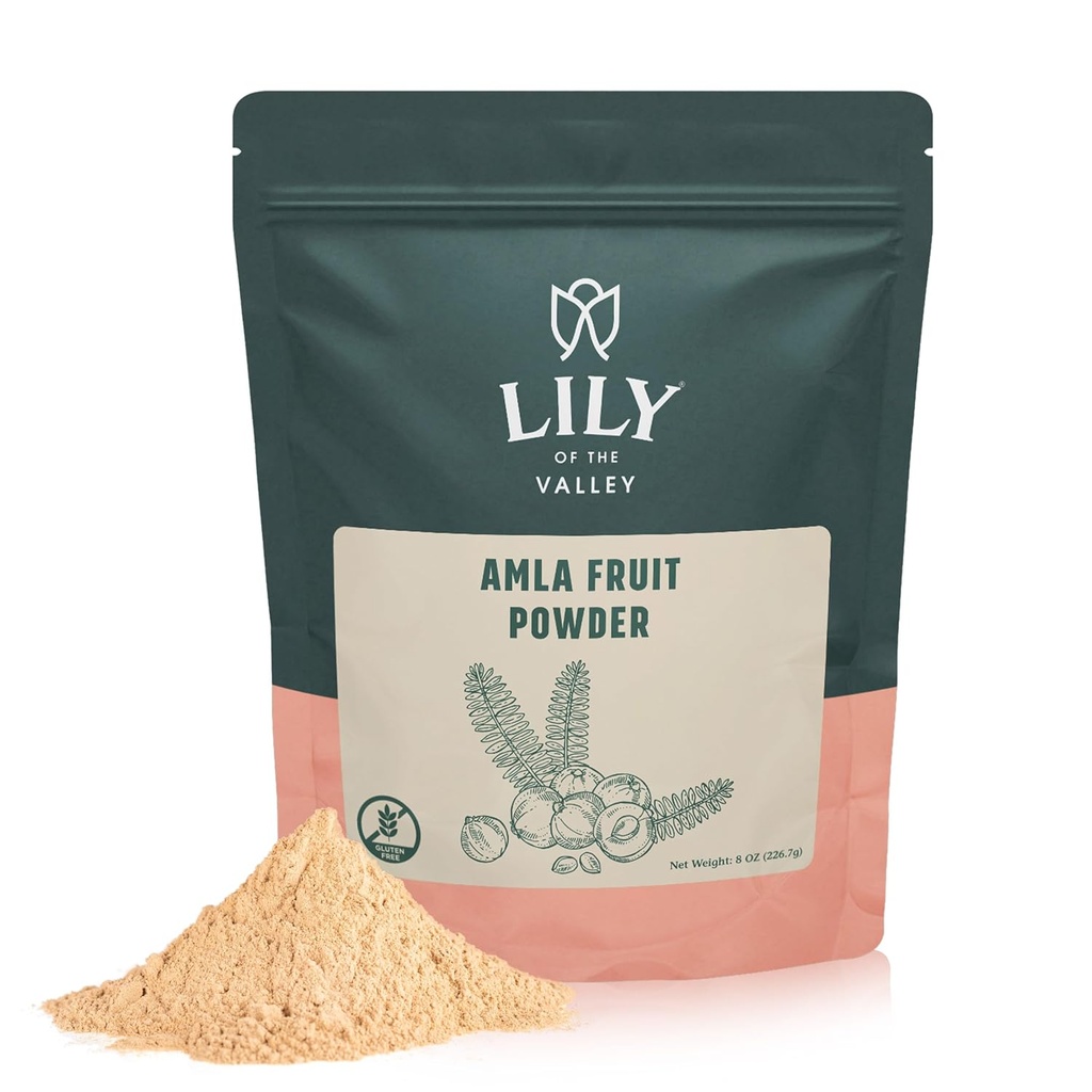 Lily of the Valley Amla Berry Powder (Amalaki) - Idéal pour la cuisine et les soins de beauté - Riche en antioxydant et vitamine C - Naturel, végétalien et sans gluten - emballé dans une poche refermable (8oz, 226g)