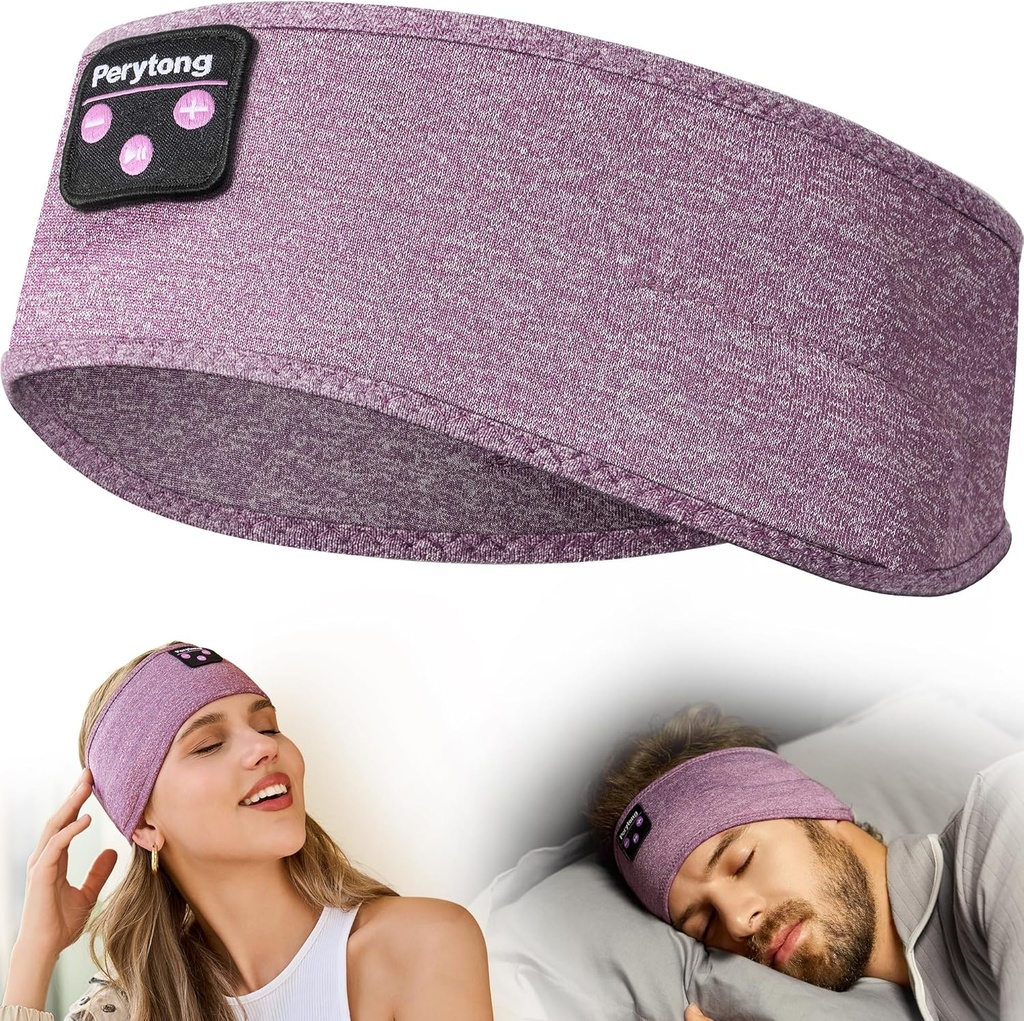 Bandeau Bluetooth Perytong avec écouteurs de couchage sans fil pour les sleepers latéraux, entraînement, course, insomnie, voyage, yoga