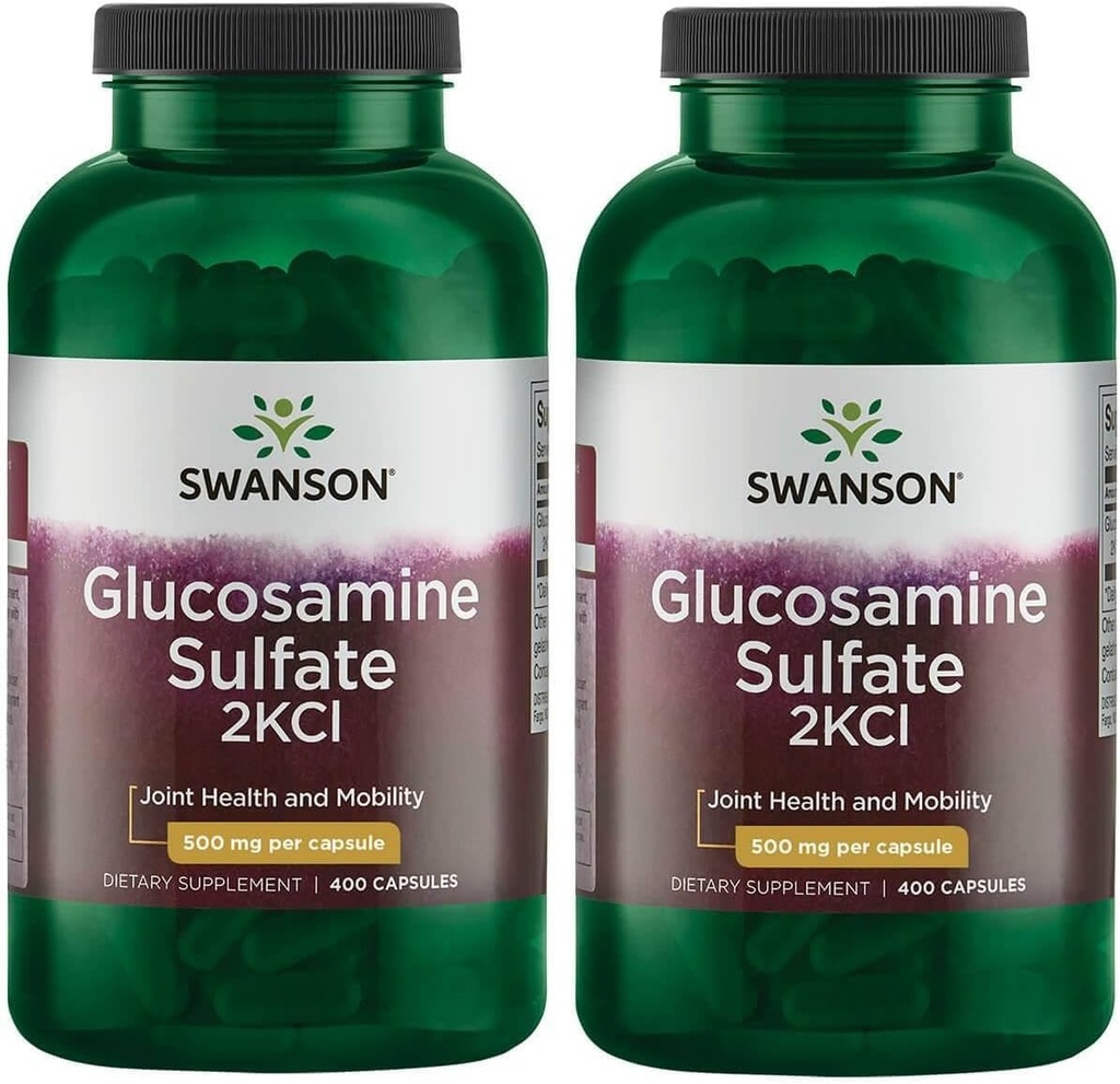 Swanson Sulfate de glucosamine 2Kcl 500 mg 400 capsules (2 boîtes)
