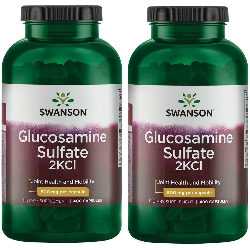 Swanson Sulfate de glucosamine 2Kcl 500 mg 400 capsules (2 boîtes)
