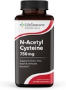 LifeSeasons Essentials N-acétyl Cysteine (NAC) - Soutient le cerveau, le foie, le coeur et la fonction immunitaire - Supplément de désintoxication - Améliore l'immunité et la santé rénale - 60 capsules
