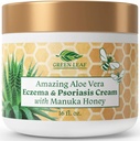 Manuka Miel Eczema Crème Lotion hydratante pour le soulagement du psoriasis - Démangeaisons, peau sèche Rash Onguent - Soin apaisant Hydratant Bébé Enfants et Adultes-haute force Corps et crème visage 16oz