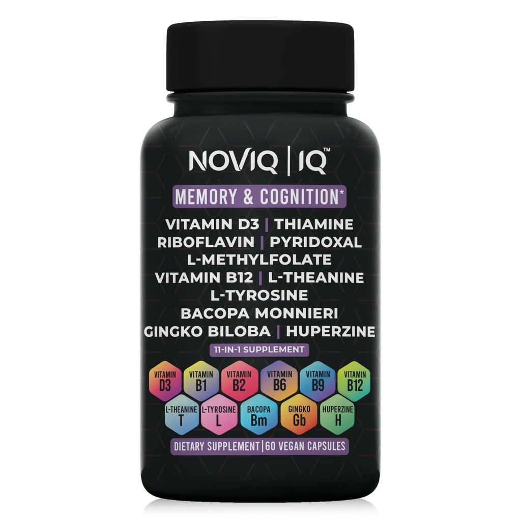 11-in-1 Nootropic Supplement: Supports Memory & Cognition - 100mg Ginkgo 150mg Bacopa 300mcg Huperzine 200mg L-Theanine 150mg L-Tyrosine & Bioactive B-Complex w/ 5-MTHF - 1,100mg+ Serving - 60 Count