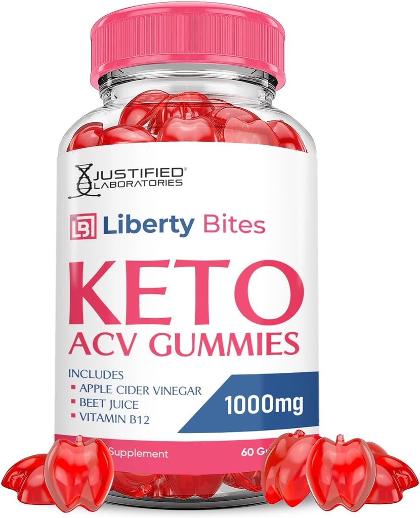 Laboratoires justifiés Liberty Bites Keto ACV Gummies Advanced Formula 1000MG Libertybites Keto Gummies Vinaigre de cidre de pomme préparé avec du jus de pomme de grenade Poudre B12 Vegan Non OGM 60 Gummys