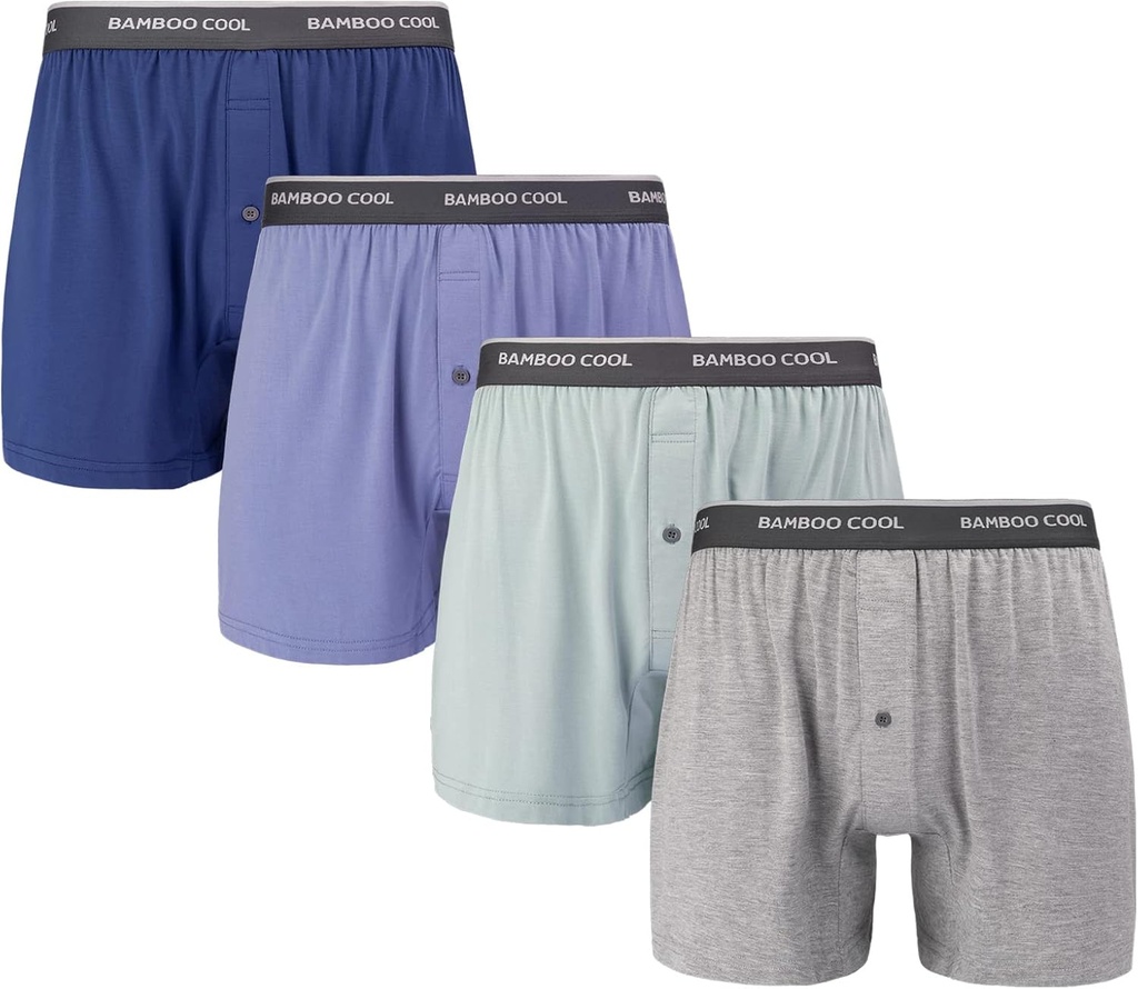 BAMBOO COOL Boxer pour homme, Boxers en tricot réhabilité Sous-vêtements, Boxers stretch 4 Pack