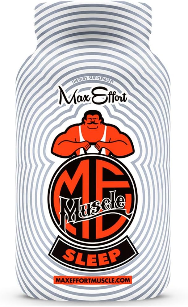 Max Effort Sommeil, Supplément de soutien du sommeil pour les adultes avec 95 MG Citrate de magnésium, 200 MG L Theanine et 3 MG Melatonin, Formule de sommeil de qualité avec aucun effet secondaire Goggy, 60 capsules, 30 portions