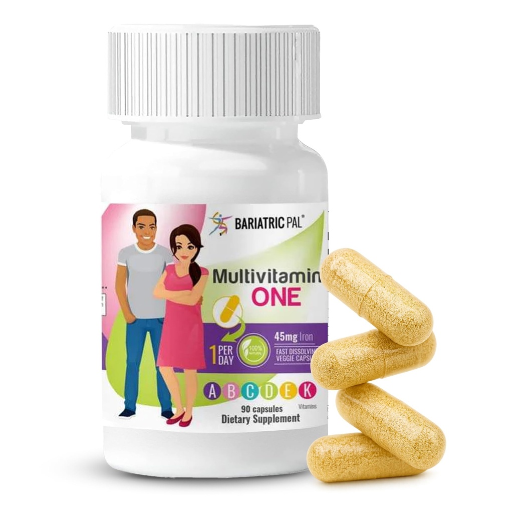 BariatricPal Multivitamin ONE 1 par jour! Bariatric Multivitamin Capsule avec 45 mg d'Iron.