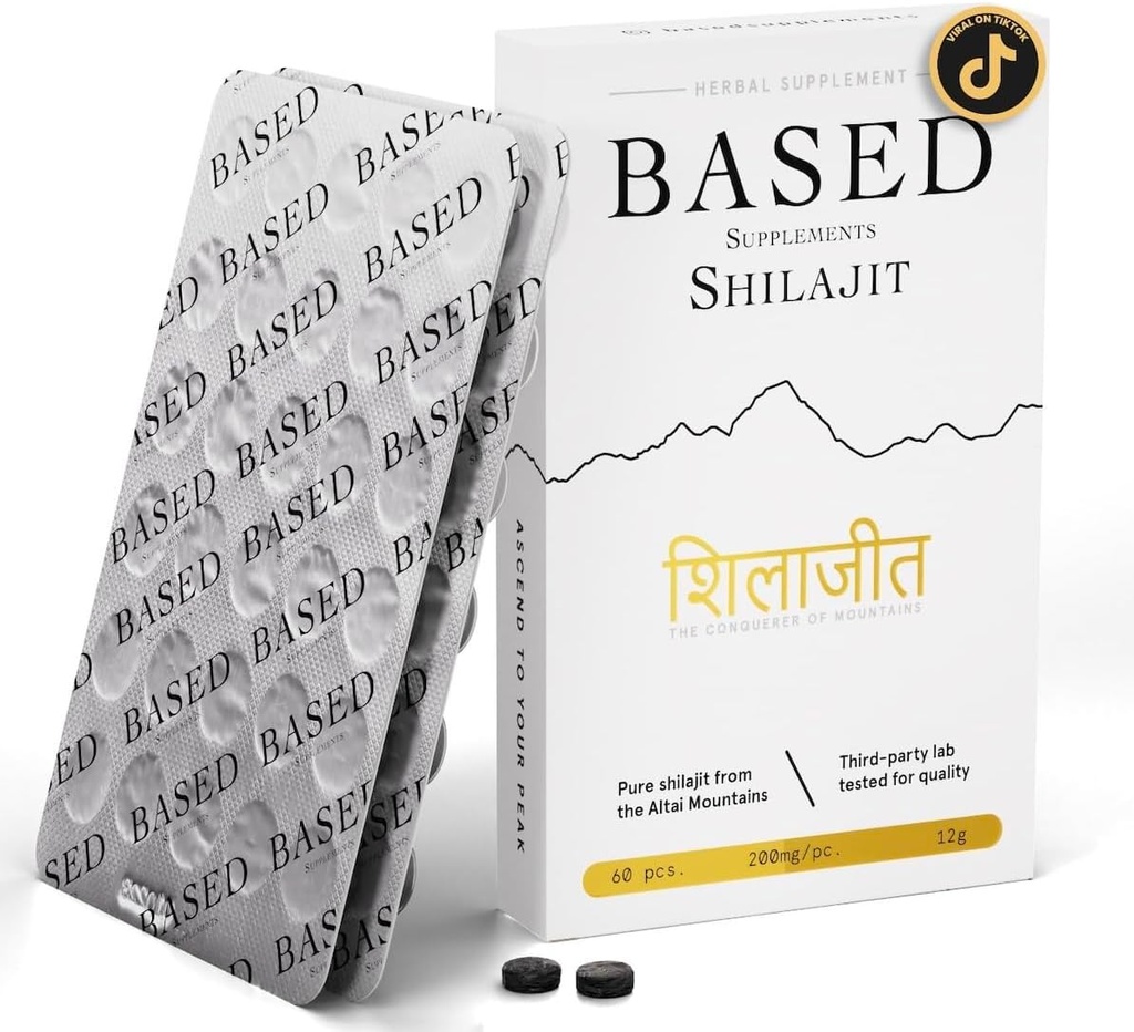 Basés Shilajit.Comprimés chilajit purs avec Max Potency, Energy & Immune Support pour les hommes et les femmes. Riche en acide fulvic et 85+ Minéraux traces, 60 comprimés