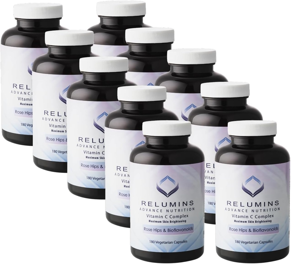 Complément de vitamine C avancé avec HIPS Rose – 1000mg de vitamine C, soutien immunitaire et production de collagène, fabriqué aux États-Unis - 180 capsules x 10 bouteilles