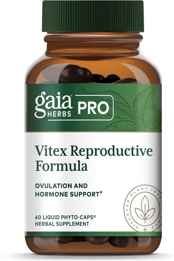 Gaia Herbs Pro Vitex Reproductive Formula - Aide à l'ovulation saine et à la fonction de reproduction* - Supplément avec la baie d'arbre chaste, la racine de dandelion et la racine de gingembre - 60 liquides Phyto-Caps (30 portions)