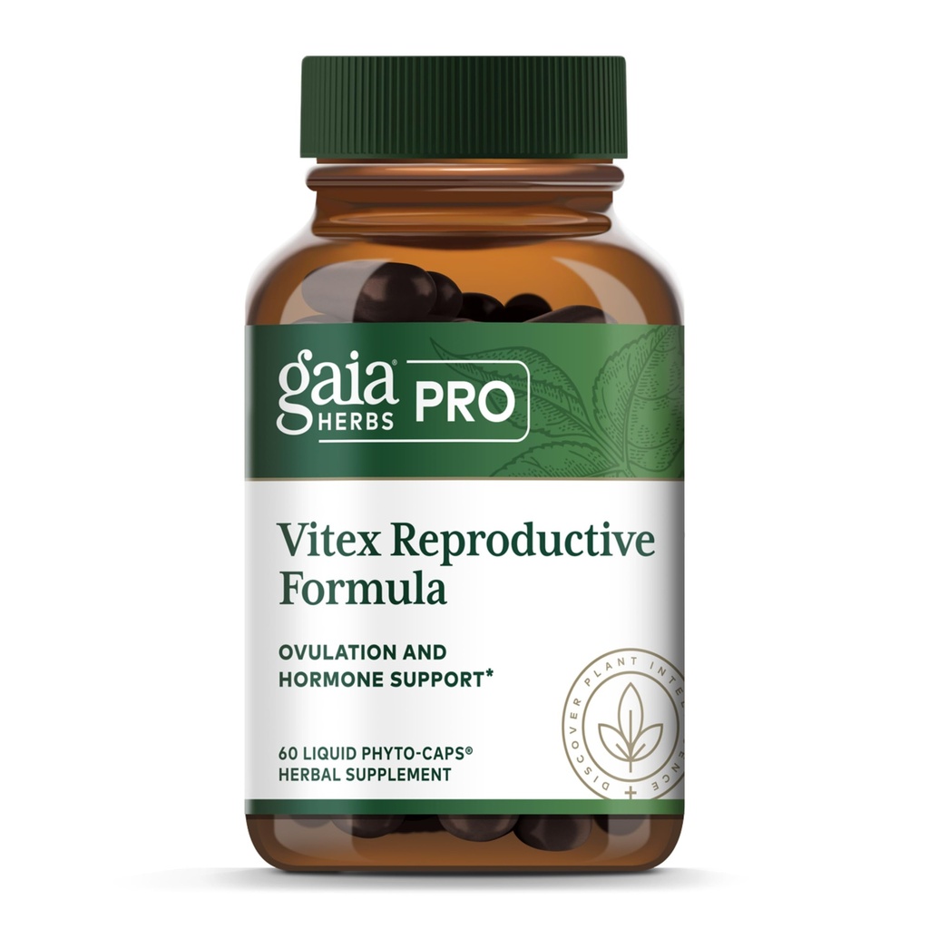 Gaia Herbs Pro Vitex Reproductive Formula - Aide à l'ovulation saine et à la fonction de reproduction* - Supplément avec la baie d'arbre chaste, la racine de dandelion et la racine de gingembre - 60 liquides Phyto-Caps (30 portions)