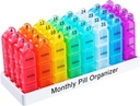 Zoksi Monthly Pill Organizer 3 fois par jour, un mois Pill Box Organizer Morn-Noon-Eve, 30 jours Pill Case for Travel, 31 jours Medicine Organizer avec 32 Compartiments amovibles pour tous les Meds