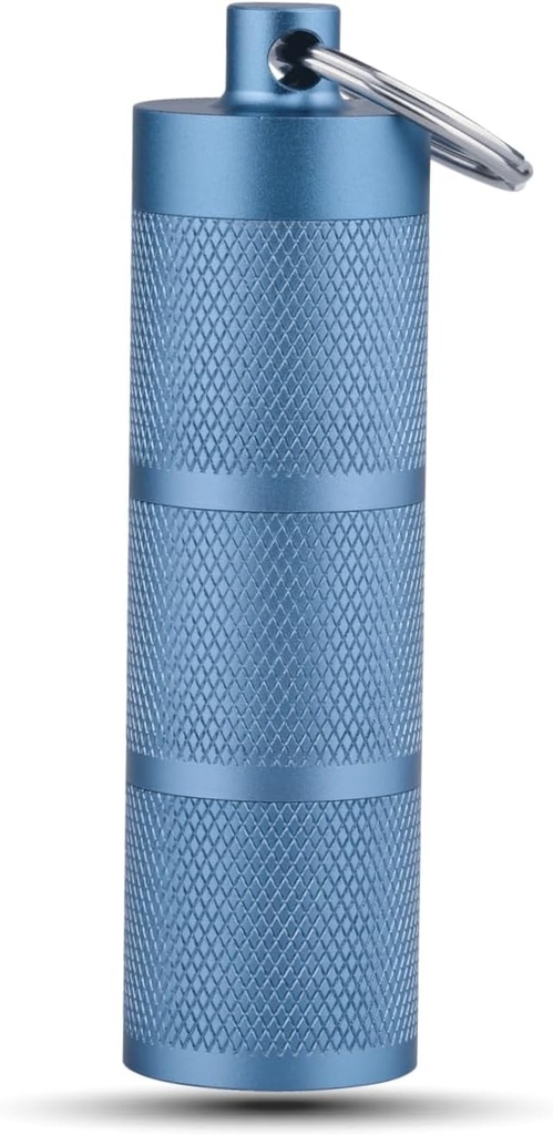 Porte-clés étanche - Pill Box compact, portable et sécurisé avec 3 compartiments - Pill Case et contenant pour les médicaments quotidiens sur le pouce, bleu