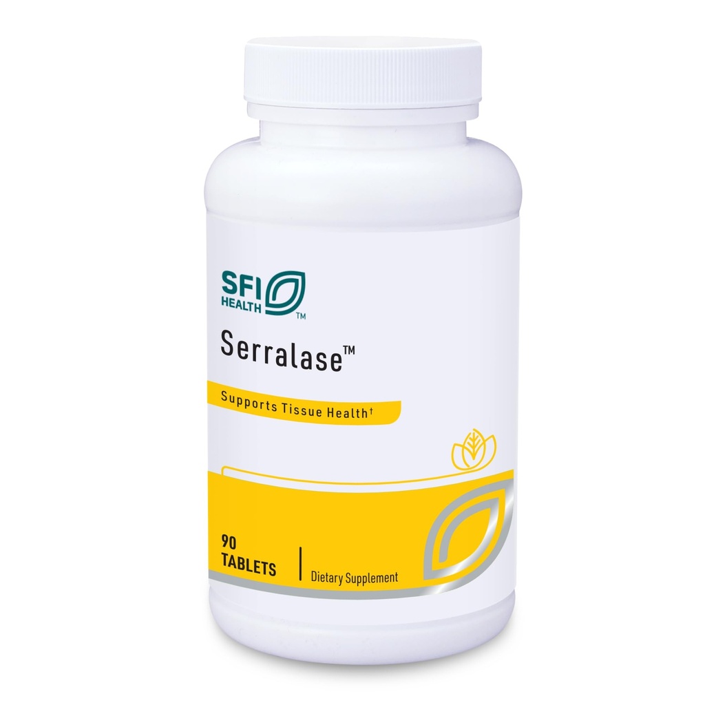 Klaire Labs SFI Health Serralase - Mélange d'enzyme protéolytique végétarienne avec Serratia Peptidase & Bromelain pour la digestion, provenant de Papaya & Ananas, Hypoallergénique (90 comprimés enrobés entériques)