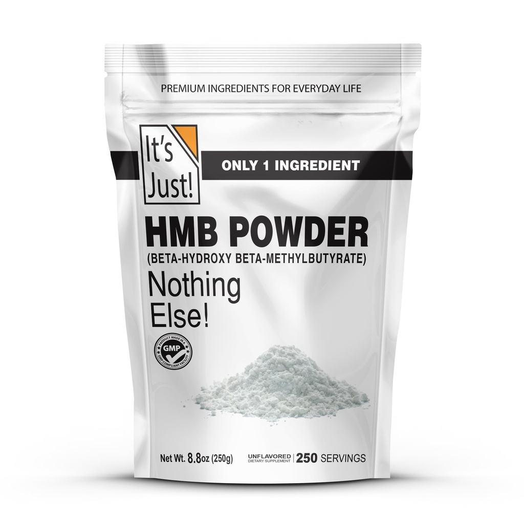 C'est juste ! - Poudre de HMB, 250g, bêta-Hydroxy bêta-butyrate de méthyle, sous forme de calcium HMB, sans gluten testé par lots, sans OGM, métal lourd testé, céto-friendly (non aromatisé, 250g)