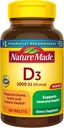 Nature faite vitamine D3 1000 UI (25 mcg), supplément de vitamine D pour os, dents, muscles et immunitaires, 300 comprimés, 300 jours d'approvisionnement