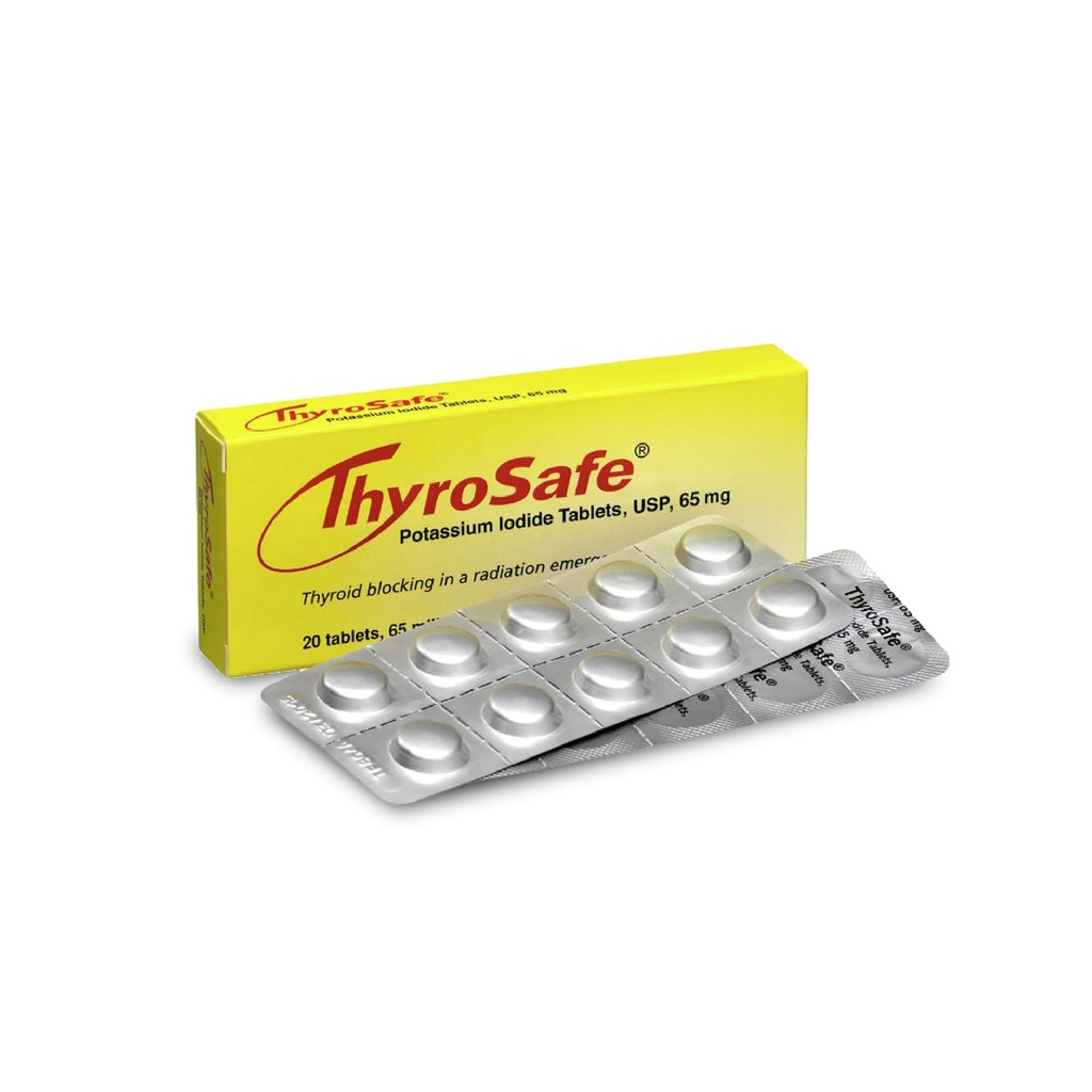 Comprimés d'iodure de potassium de 65 mg (20 Pack) - Protège votre thyroïde contre l'exposition aux rayonnements nucléaires