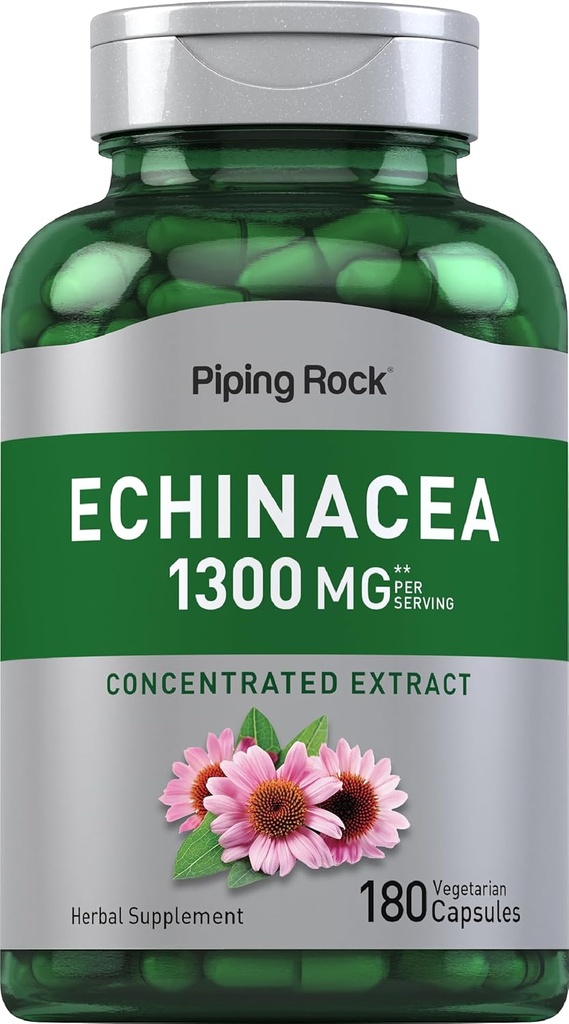 Pipeping Rock Echinacea Extract Capsules 1300mg. 180 Count.