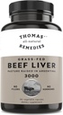 Thomas's all-naturel Remèdes Supplément foie de boeuf gazonné, 3000mg Supplément de soutien du foie, pâturage élevé en Argentine, sans OGM et sans hormones (180 capsules)