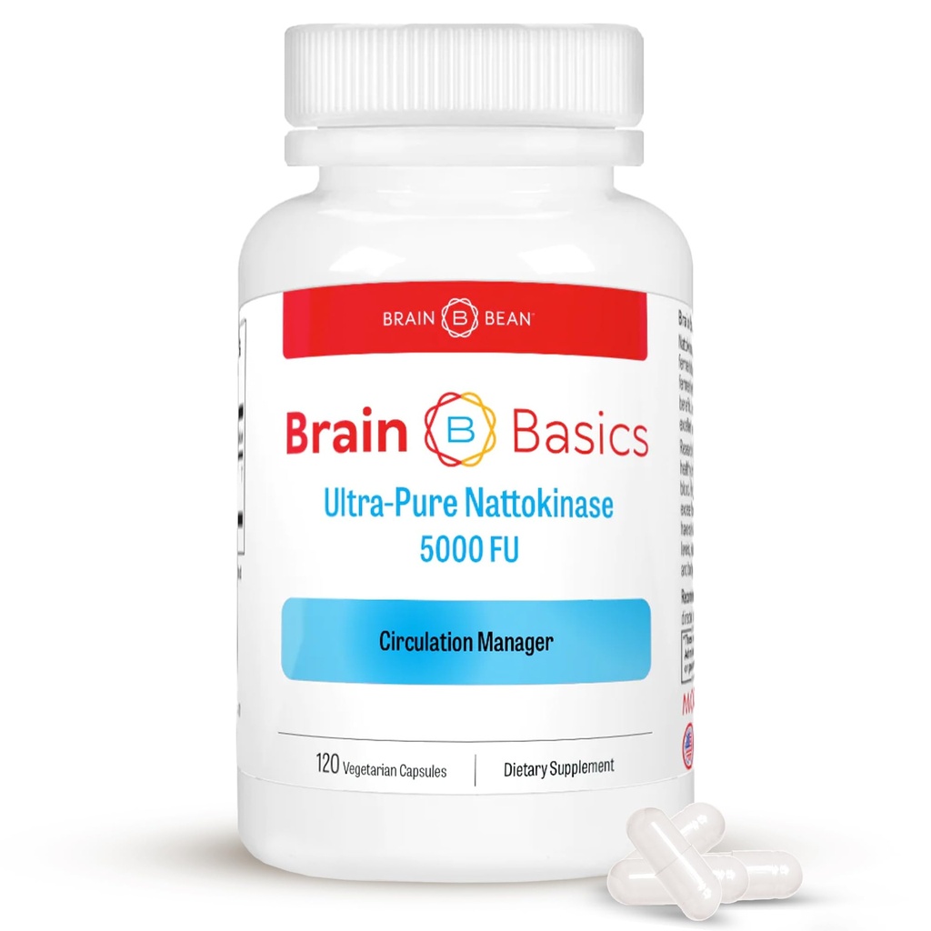 Cerveau Ultra-Pure Nattokinase 5000 FU – 120 Capsules - Soutien de la circulation sanguine naturelle avec la plus grande puissance disponible – Non-OGM, végétalien, sans gluten