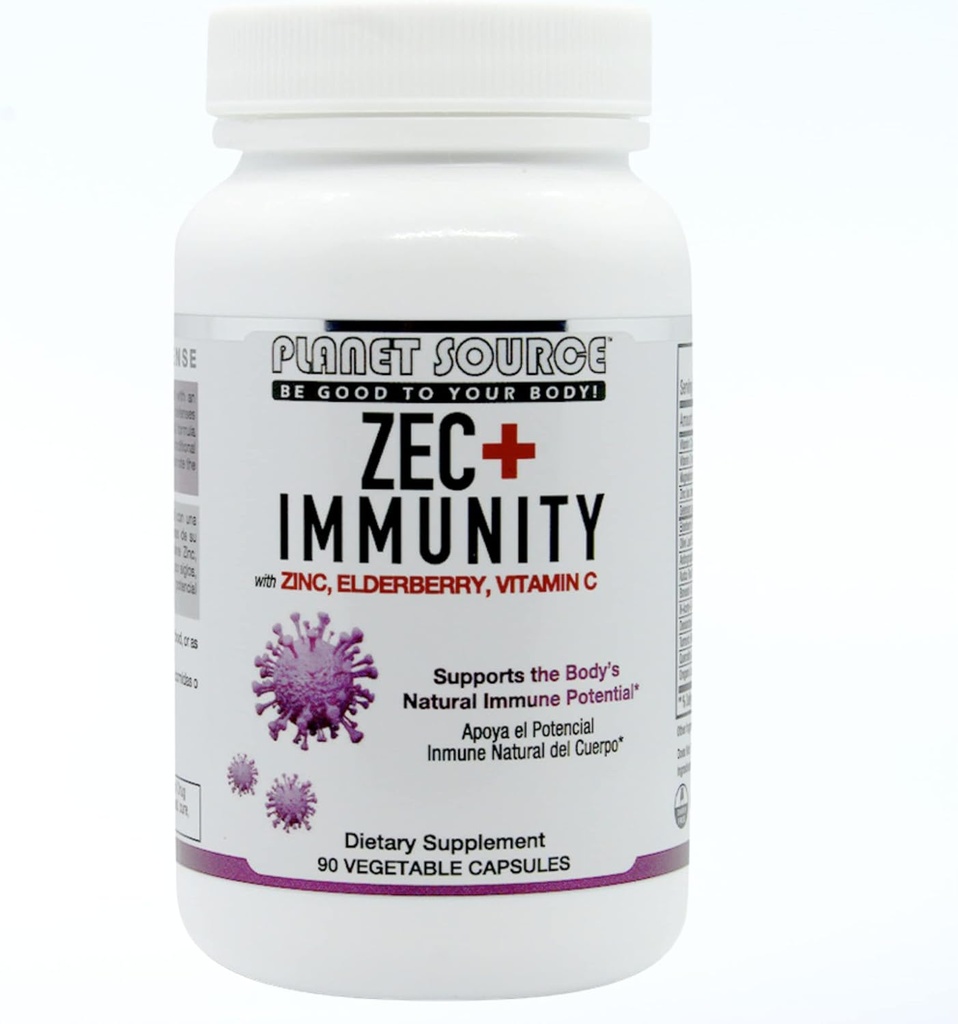 ZEC+ Immunité - Vitamines adultes avec du zinc, de la baie Elder et de la vitamine C - Supplément de soutien naturel aux Immunes Elderberry pour une vie saine - 90 capsules de Count Veggie