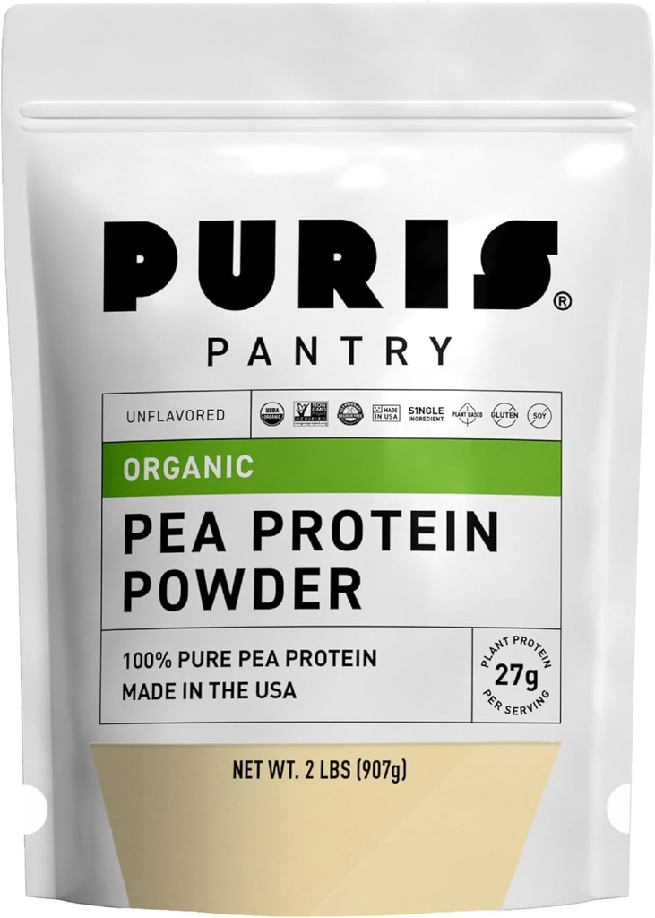 PURIS Poudre de protéines de pois organiques – USDA Protéine végétalienne biologique de 27g Protéines végétales par portions