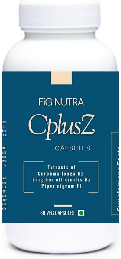 FiG Nutras CPlusZ: Curcumine haute puissance avec des extraits de poivre noir et de gingembre – Formule améliorée pour le soutien articulaire et métabolique et antioxydant – 60 bouchons de vésicule