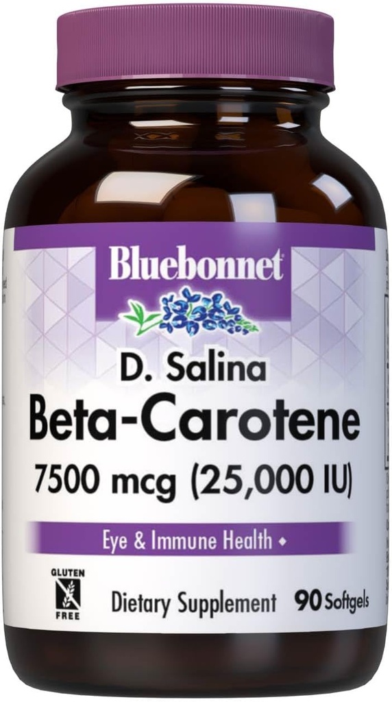 BlueBonnet Beta-Carotène mixte 25000 UI Gels doux, brun rouge, 90 Comte