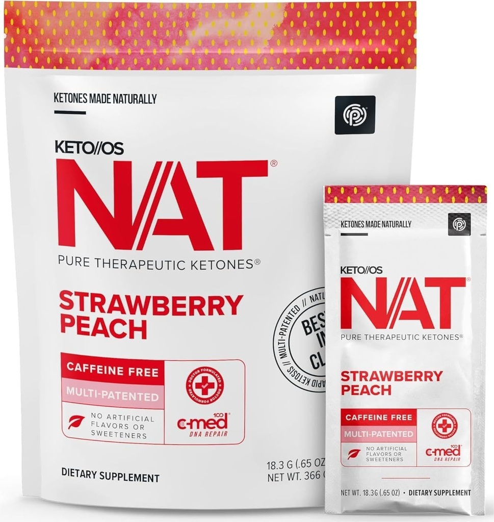 PRÜVIT OS NAT Suppléments kéto de fraise de fraise – sans caféine - pour hommes et femmes (20 comtes)