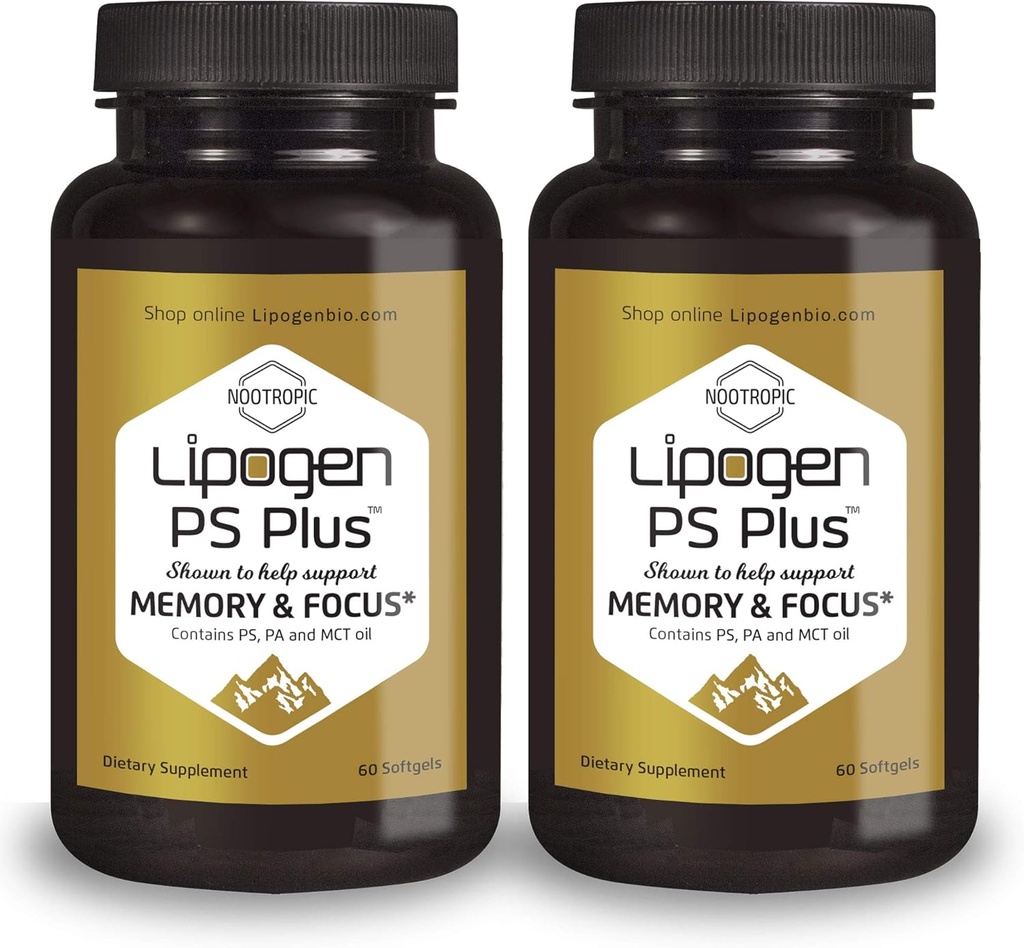 PS Plus Suppléments seniors pour mémoire et focus. Phosphatidylserine Support Fonction cérébrale 2-mois d'approvisionnement. (120 Softgels)