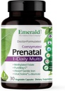 Emerald Labs Prenatal 1-Daily Multi - Multivitamine prénatale avec folate méthylé, fer, mélange d'aliments entiers et plus - Sans soja, sans gluten - 30 capsules végétales
