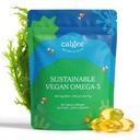 Calgee Vegan Omega 3-450mg DHA & EPA Acides gras - Huile d'algue durable - Huile de poisson végétale Alternative - Softgels sans carrageenan (60 Ct)