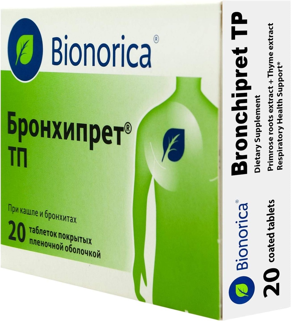 Bronchipret TP (avec des extraits de Primrose et de Thym) pour le soutien respiratoire - 20 comprimés